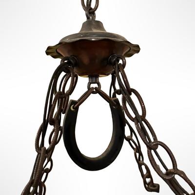 Rustic Wood and Iron Four-Light Chandelier
