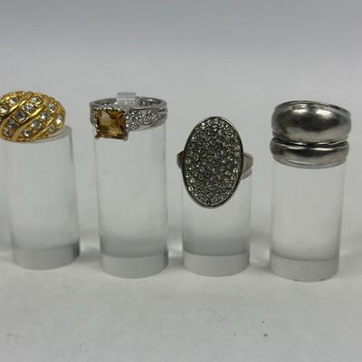 Lot 34: Lot of 4 Rings (Costume) / Ring Sizes Vary 6, 6.5, 7