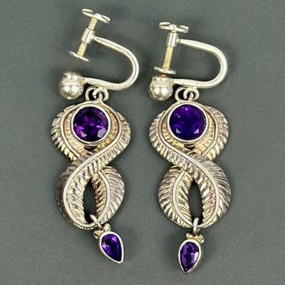 Lot 41: Sterling Silver Earrings with Stones - 8g