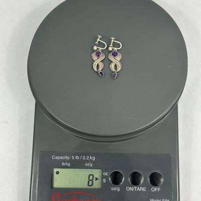 Lot 41: Sterling Silver Earrings with Stones - 8g