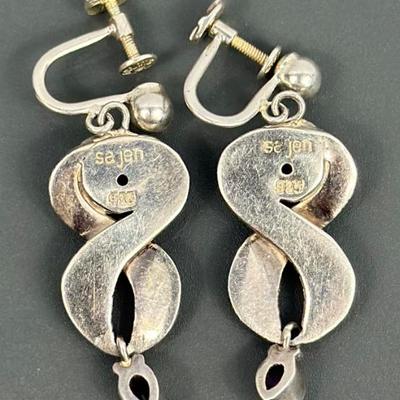 Lot 41: Sterling Silver Earrings with Stones - 8g