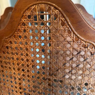 Cane-Back Dining Chairs with Upholstered Seats - Set of 6