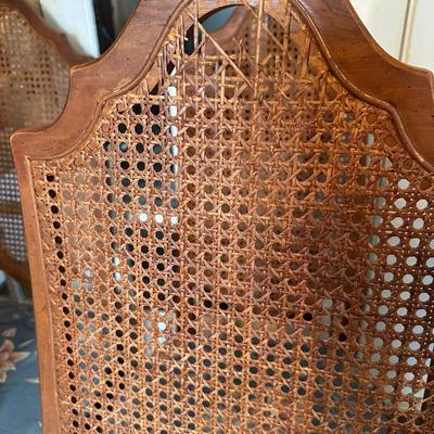 Cane-Back Dining Chairs with Upholstered Seats - Set of 6