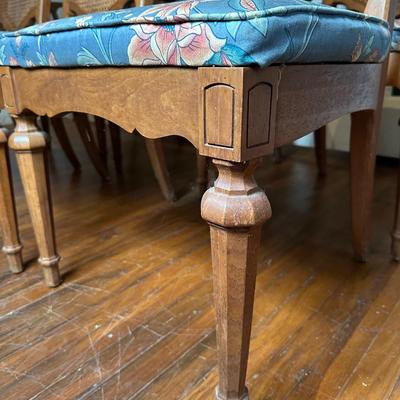 Cane-Back Dining Chairs with Upholstered Seats - Set of 6
