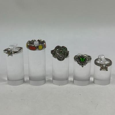 Lot 49: Lot of 5 Rings (Costume) / Ring Sizes Vary: 6, 6.5, 7, 7.5,