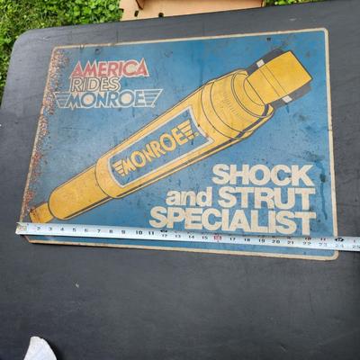 America Rides Monroe Shock & Struts Double Sided Metal Sign