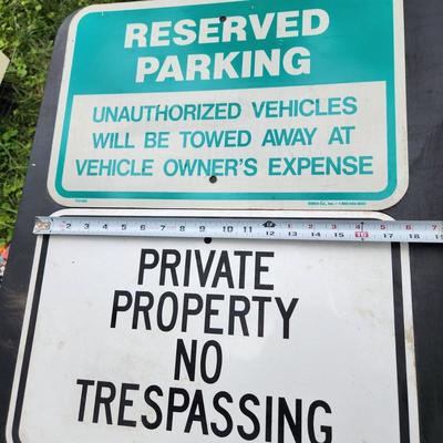 2 Heavy Metal Signs Reserved Parking Private Property No Trespassing Man Cave