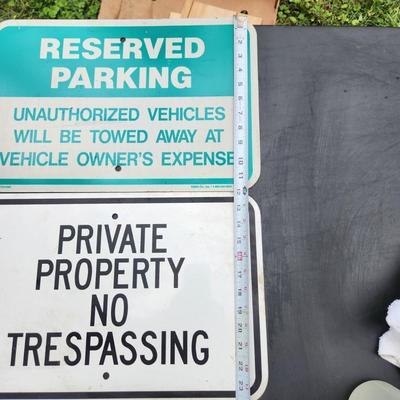 2 Heavy Metal Signs Reserved Parking Private Property No Trespassing Man Cave
