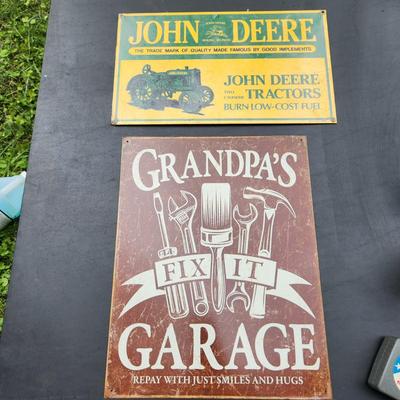 2 Metal Signs John Deere Granpa's Fix it Signs