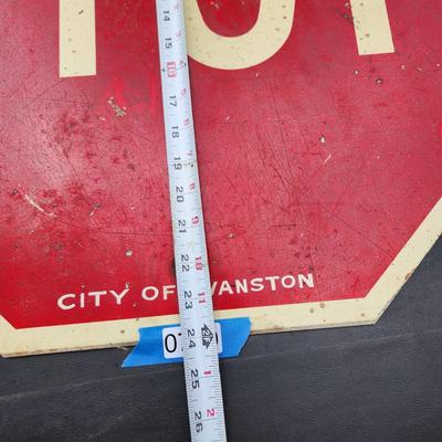 Vintage Heavy Metal STOP Sign City of Evanston Man Cave Garage