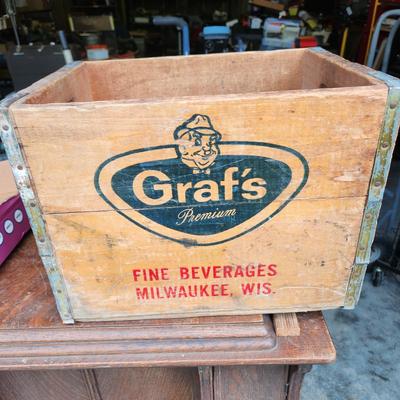 Graf's Premium Fine Beverages Milwaukee Wis. Wood Wooden Crate 1960 Southern Wooden Box Co. Jonesboro Ark