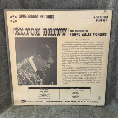 Sale Photo Thumbnail #383: "Elton Britt Sings", an LP record by American country music artist Elton Britt, featuring The Renfro Valley Pioneers. 
Key details about this album:
Artist: Elton Britt, known for his yodeling and country music style.
Featured Artists: The Renfro Valley P