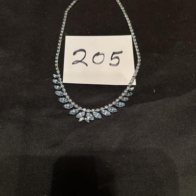 Vintage Blue Rhinestone Necklace