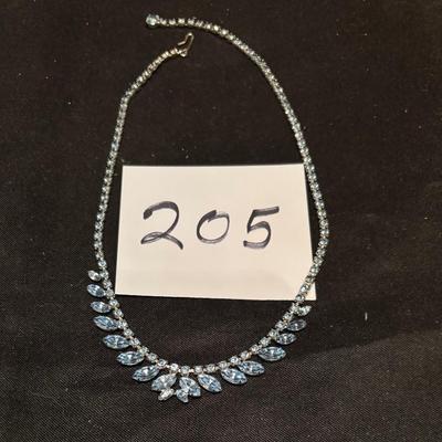 Vintage Blue Rhinestone Necklace