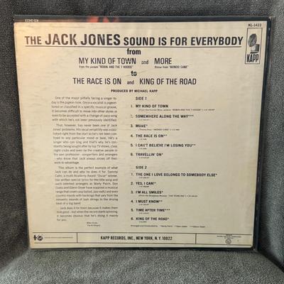 Sale Photo Thumbnail #393: "My Kind of Town" by Jack Jones. 
Here's some information about this album:
Artist: Jack Jones, a renowned American singer known for his baritone voice and smooth vocal style.
Album Title: My Kind of Town.
Release Year: The album was released in 1965.
Rec