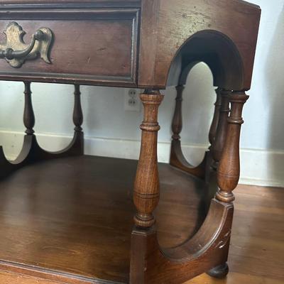 Vintage Thomasville Hexagonal Side Table with Drawer and Shelf