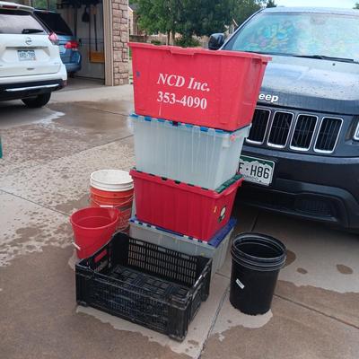 STORAGE TOTES, 5 GALLON BUCKETS AND MORE