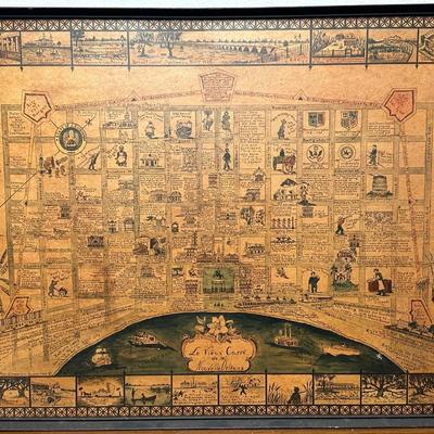 Framed Illustrated Map of the Vieux Carré (French Quarter, New Orleans)