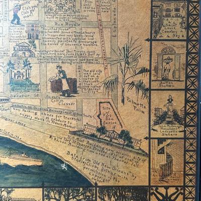 Framed Illustrated Map of the Vieux Carré (French Quarter, New Orleans)