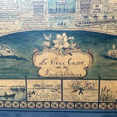 Framed Illustrated Map of the Vieux Carré (French Quarter, New Orleans)
