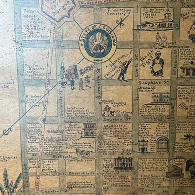 Framed Illustrated Map of the Vieux Carré (French Quarter, New Orleans)