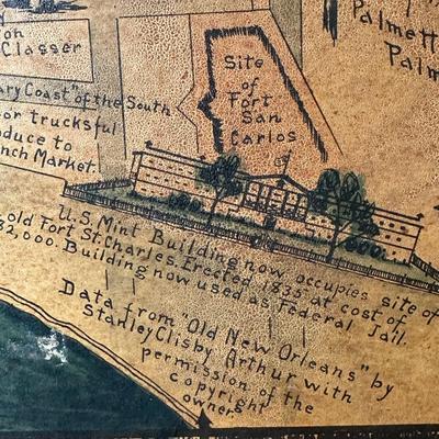 Framed Illustrated Map of the Vieux Carré (French Quarter, New Orleans)