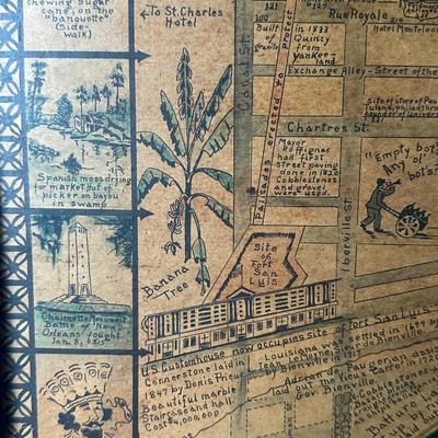 Framed Illustrated Map of the Vieux Carré (French Quarter, New Orleans)
