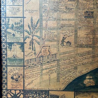 Framed Illustrated Map of the Vieux Carré (French Quarter, New Orleans)