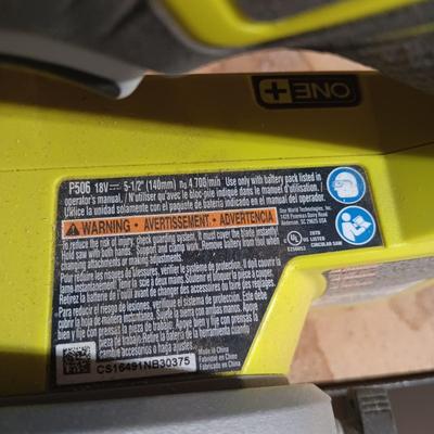 RYOBI INFLATOR, CIRCULAR SAW AND DRILL (INCLUDES CHARGER BUT NO BATTERY)