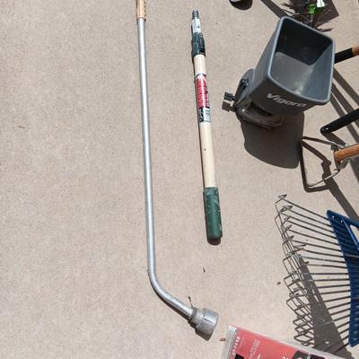 YARD TOOLS AND 2 BIRD-B-GONES