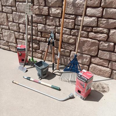 YARD TOOLS AND 2 BIRD-B-GONES