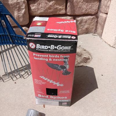 YARD TOOLS AND 2 BIRD-B-GONES