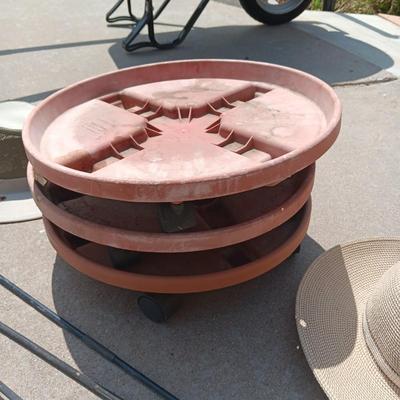 HIS AND HERS SUN HATS, 3 PLANT DOLLIES, LIMB CUTTER AND MORE