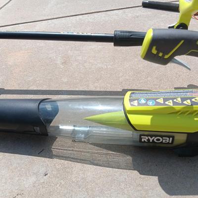 RYOBI CORDLESS WEED CUTTER AND LEAF BLOWER WITH BATTERY AND CHARGER