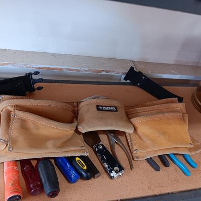 LEATHER TOOL BELT AND HAND TOOLS
