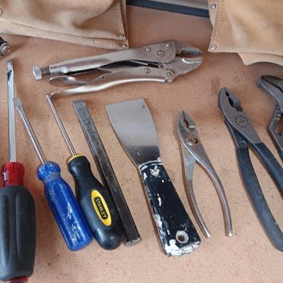 LEATHER TOOL BELT AND HAND TOOLS