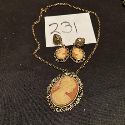 Cameo Necklace and Earring Lot
