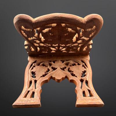 Vintage Hand Carved Wooden Folding Book Stand India Shesham Wood