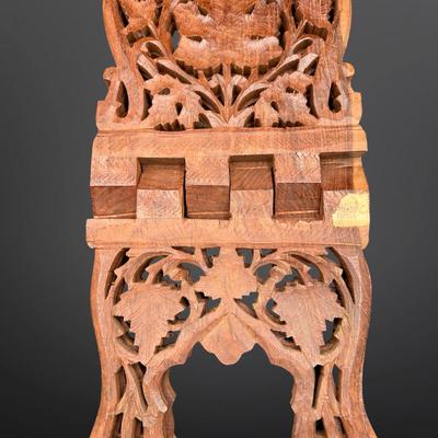 Vintage Hand Carved Wooden Folding Book Stand India Shesham Wood
