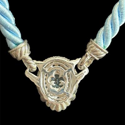 Judith Ripka Sterling Silver Aquamarine Rope CZ Pendant Necklace