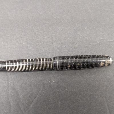 1930's Parker Vacumatic Junior Laminated Grey Pearl Speed line Filler Fountain Pen - Untested