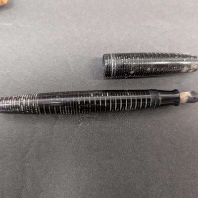1930's Parker Vacumatic Junior Laminated Grey Pearl Speed line Filler Fountain Pen - Untested