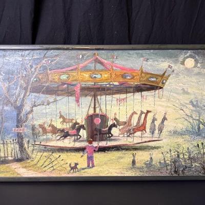 H. Landaker Original Oil - c 1940's Carousel