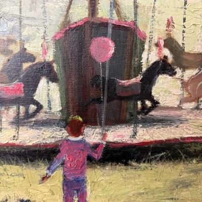 H. Landaker Original Oil - c 1940's Carousel
