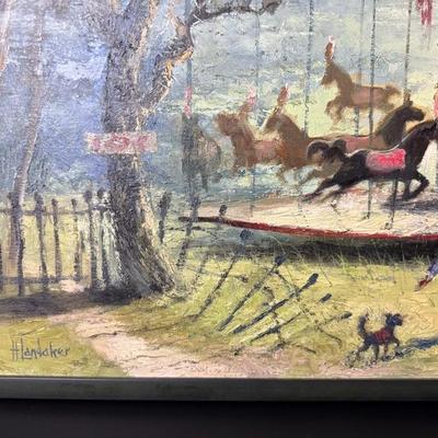H. Landaker Original Oil - c 1940's Carousel