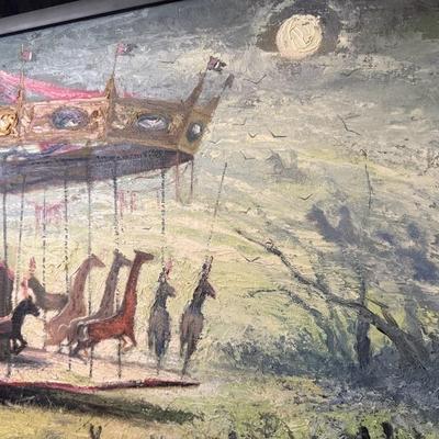 H. Landaker Original Oil - c 1940's Carousel