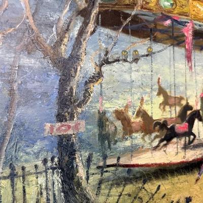 H. Landaker Original Oil - c 1940's Carousel