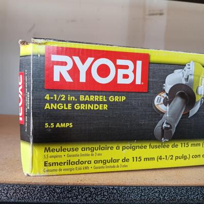 RYOBI ANGLE GRINDER AND LAZERPRO LASER LEVEL