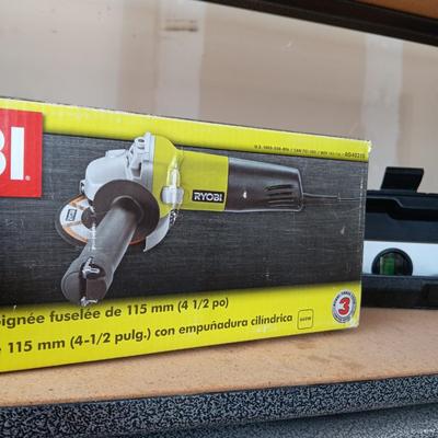 RYOBI ANGLE GRINDER AND LAZERPRO LASER LEVEL
