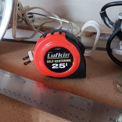 7 1/4 CIRCULAR SAW, 36" T-SQUARE, CLIP ON LIGHT, TAPE MEASURE AND NEW BATTERY CHARGER